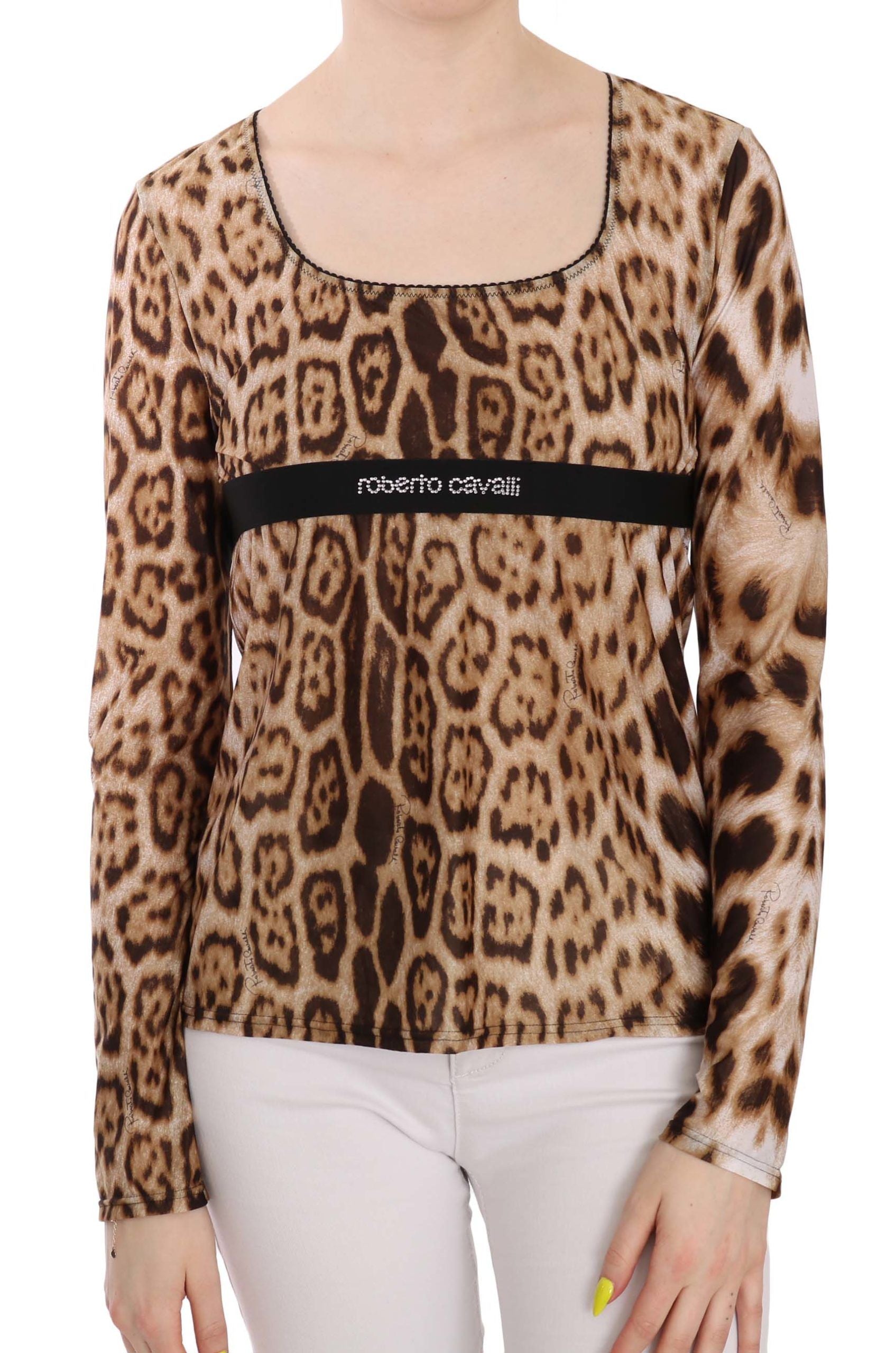 Roberto Cavalli Elegant Leopard Long Sleeve Top