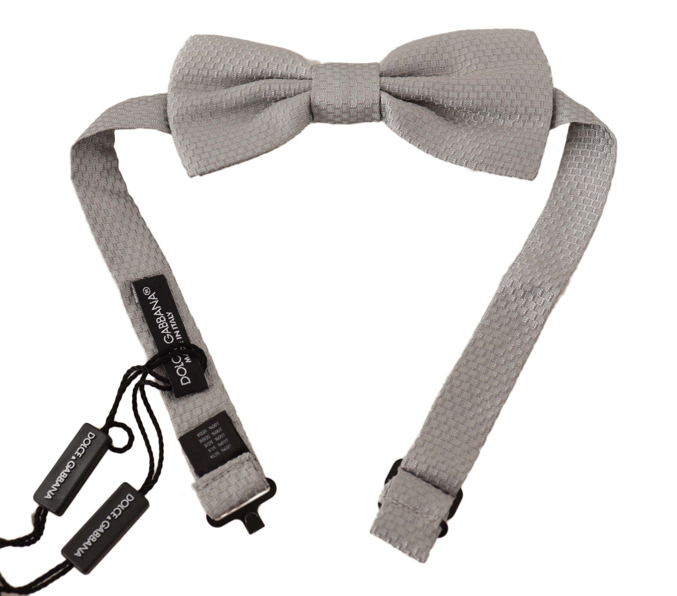 Dolce & Gabbana Elegant Silver Silk Bow Tie