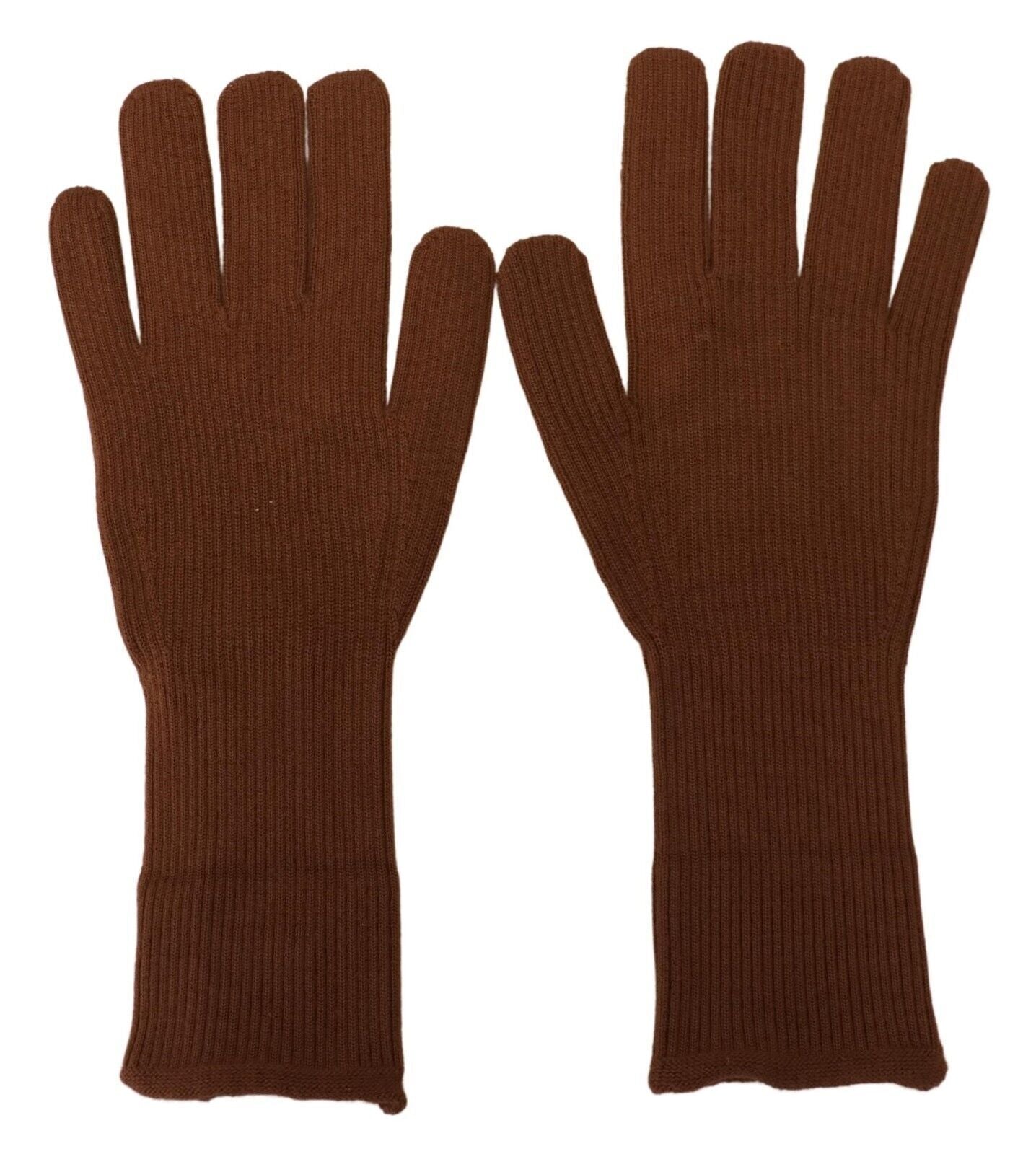 Dolce & Gabbana Elegant Brown Cashmere Winter Gloves