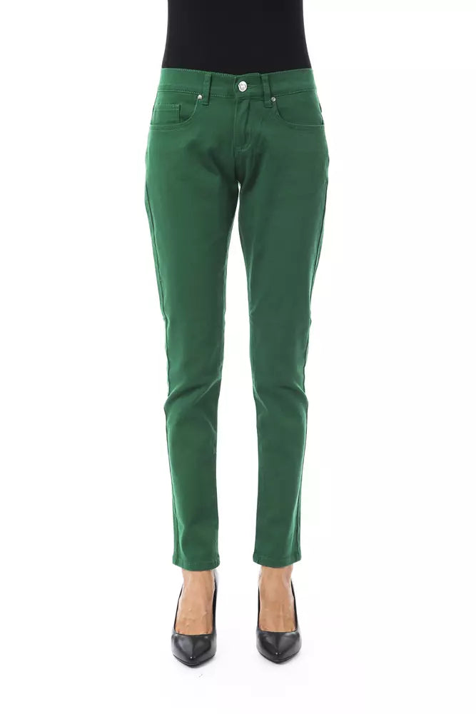 BYBLOS Green Cotton Women Slim Pant