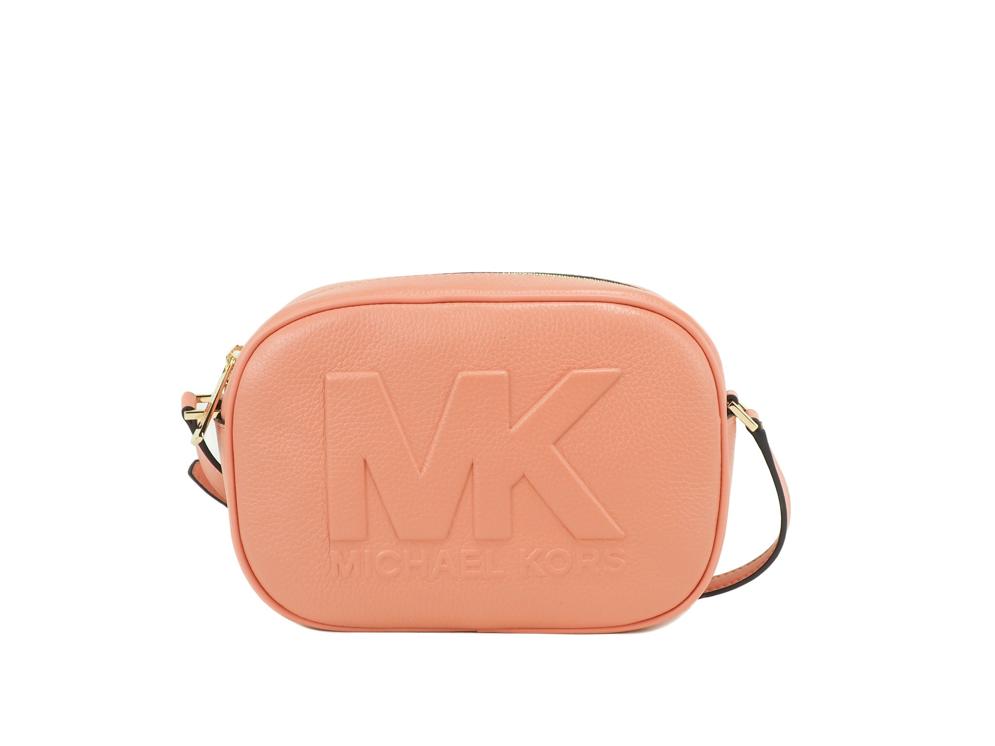 Michael Kors Jet Set Travel Medium Sherbert Leather Oval Camera Crossbody Bag