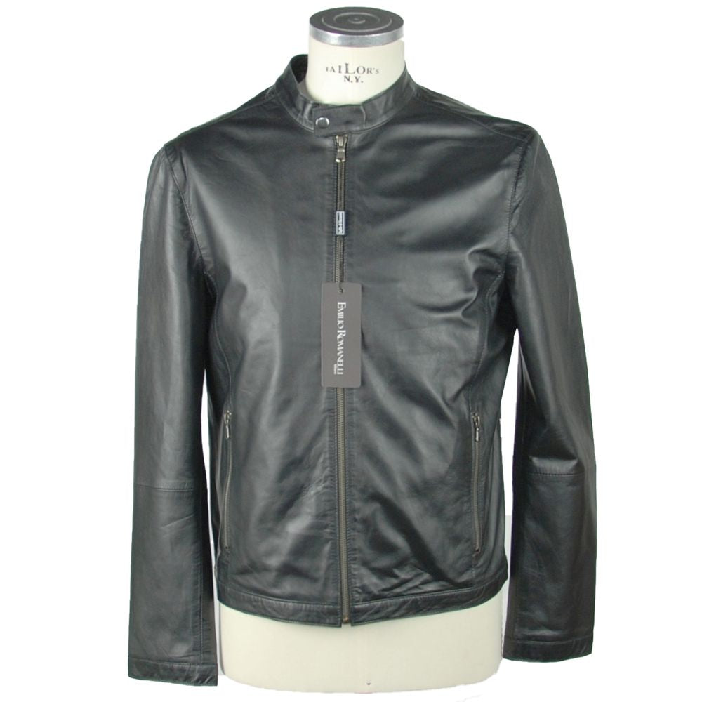 Emilio Romanelli Sleek Leather Black Jacket