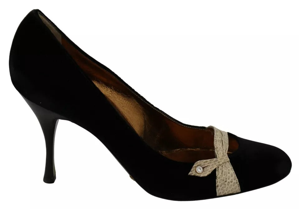 Dolce & Gabbana Black Velvet Ayers High Heels Pumps Shoes