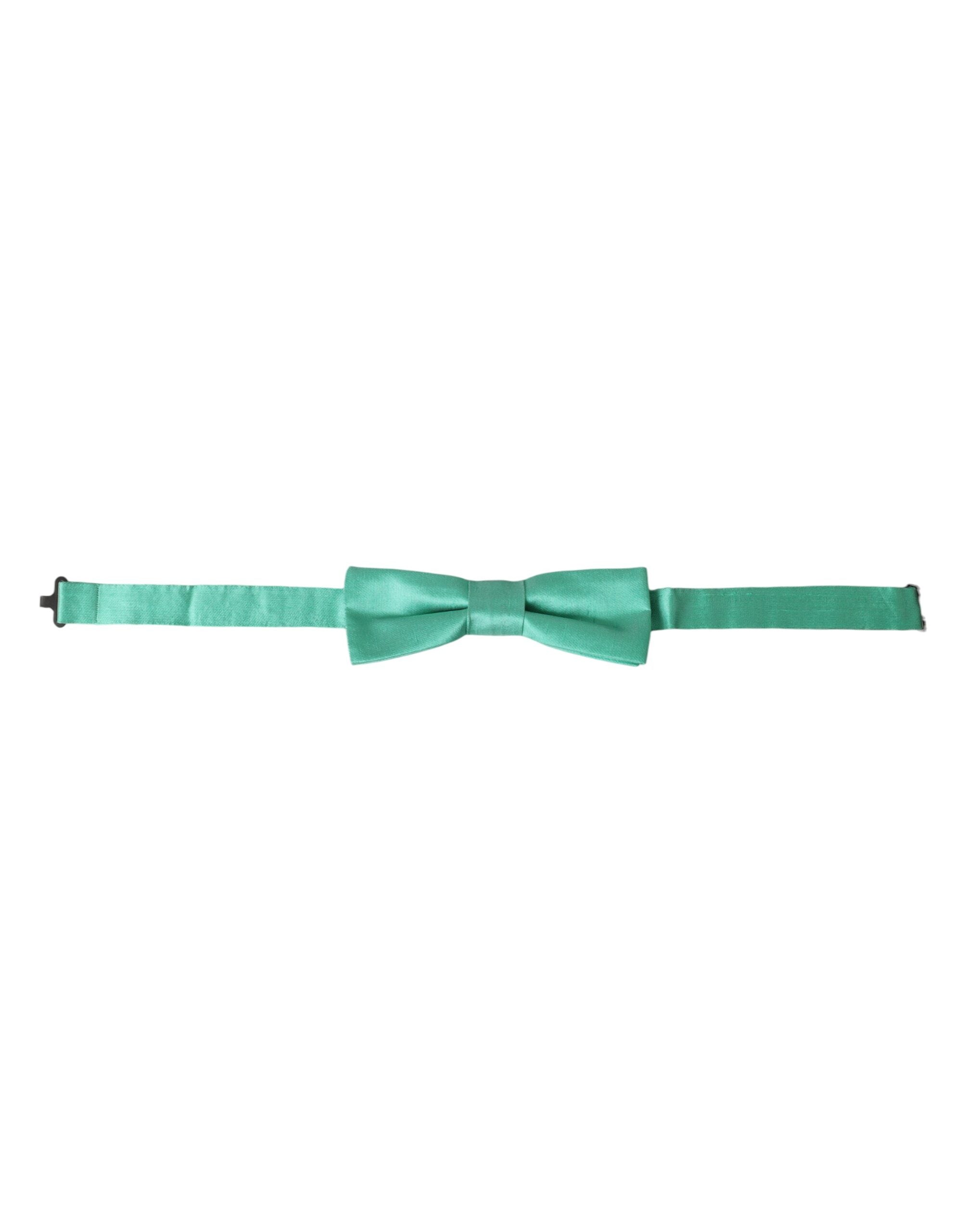 Dolce & Gabbana Mint Green Silk Adjustable Neck Men Bow Tie