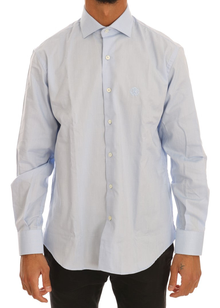 Cavalli Light Blue Cotton Dress Shirt