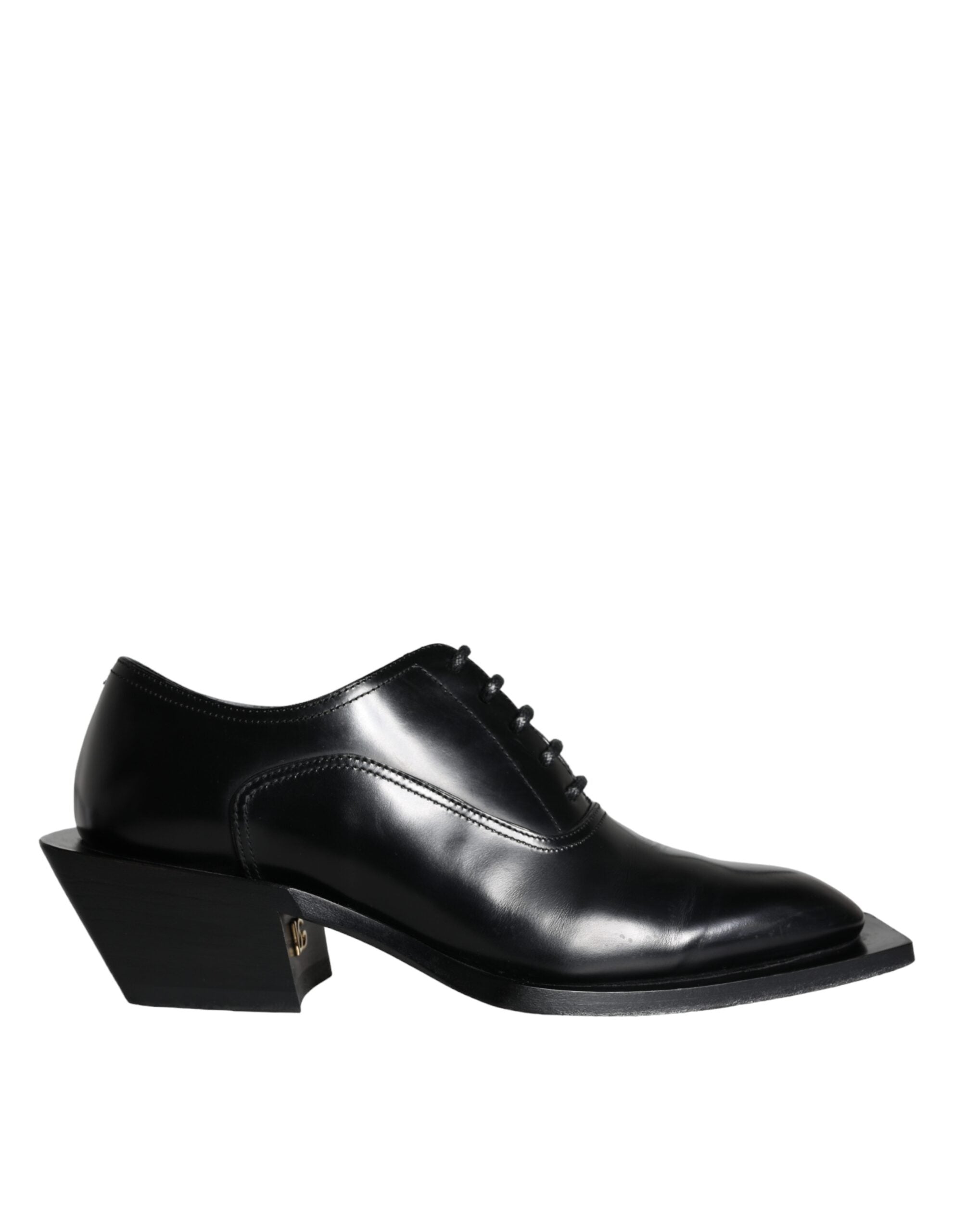 Dolce & Gabbana Black Calfskin Leather Derby Dress Men Shoes