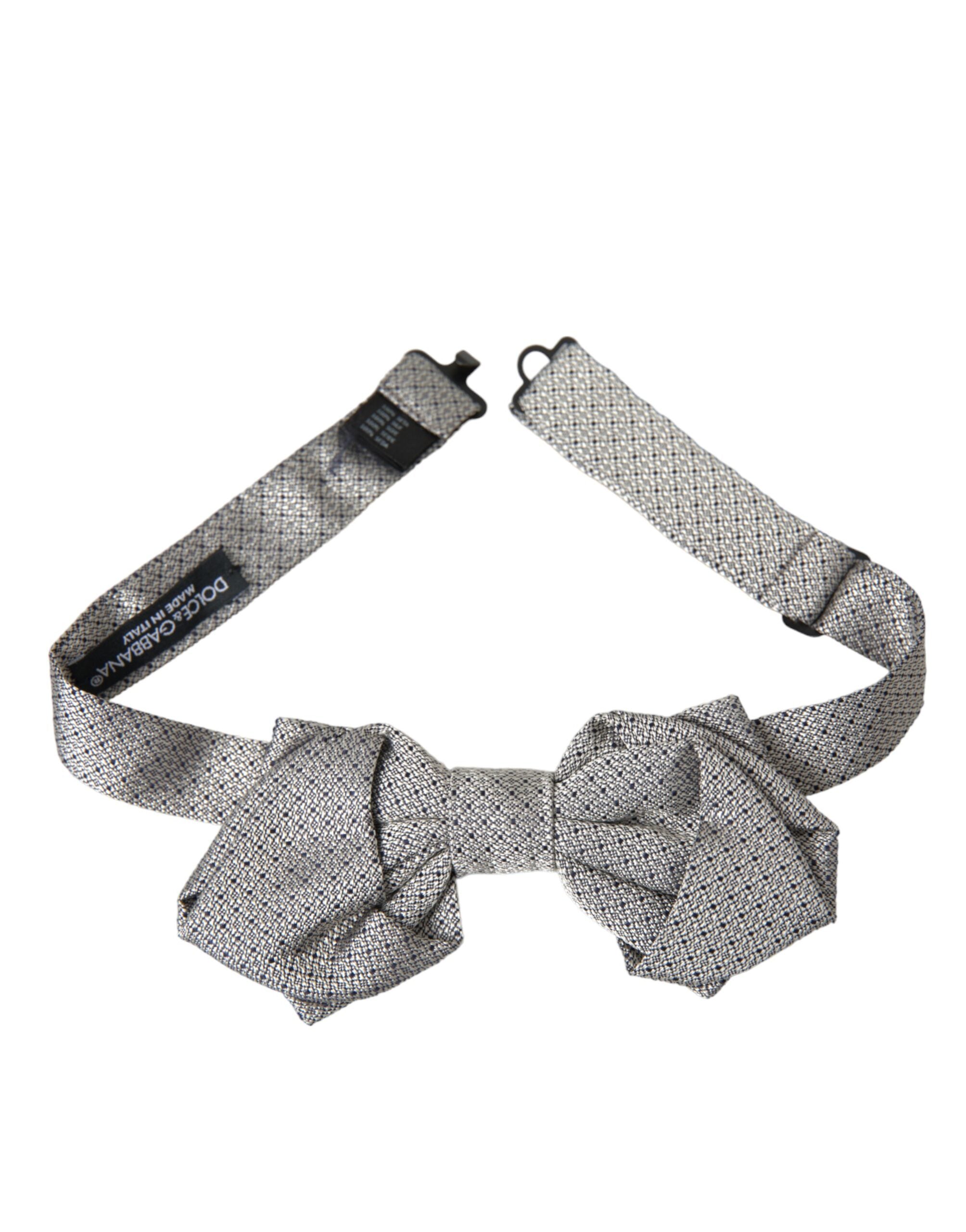 Dolce & Gabbana Gray Silk Adjustable Neck Men Bow Tie