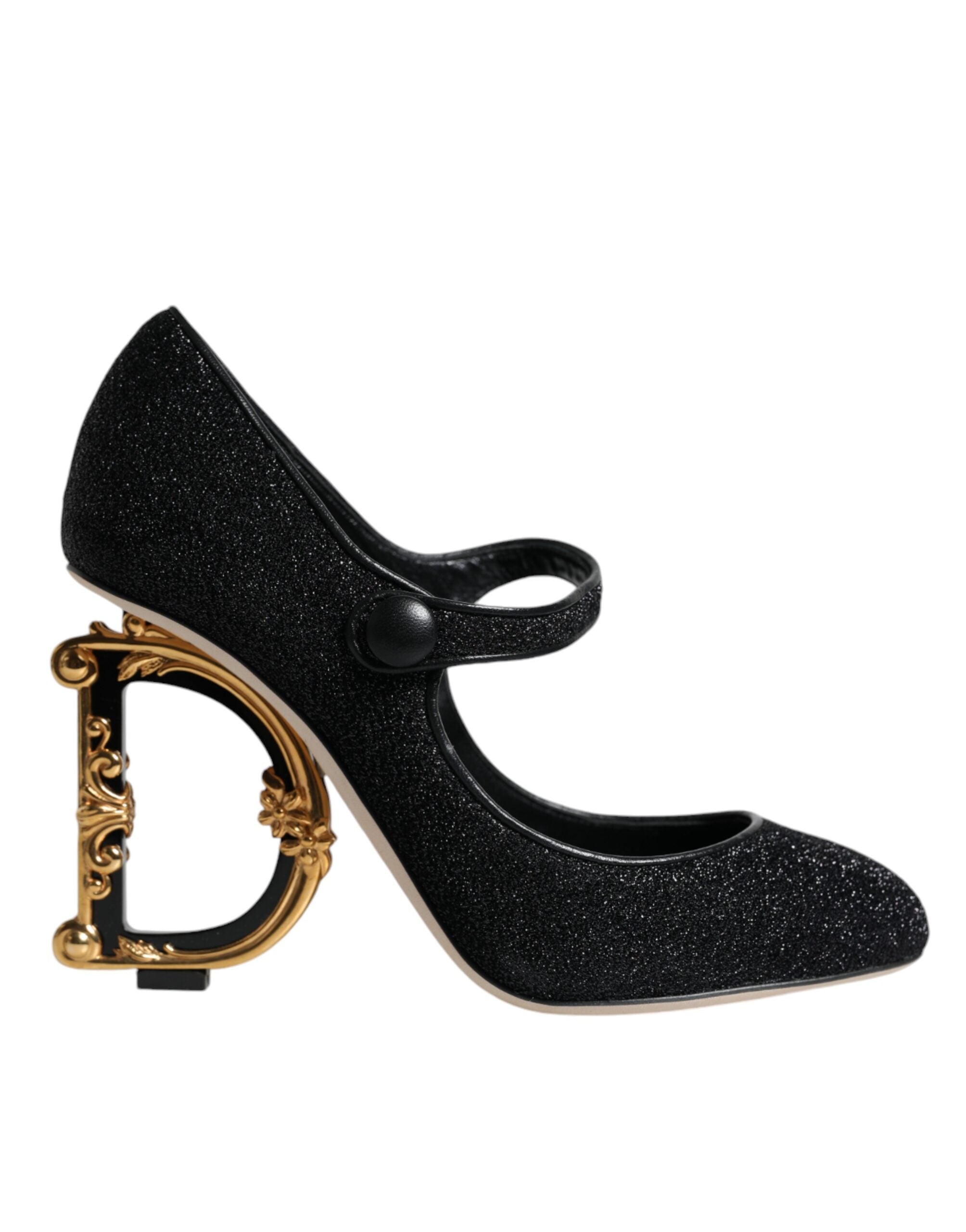 Dolce & Gabbana Black Suede Mary Jane Heel Sandals Shoes