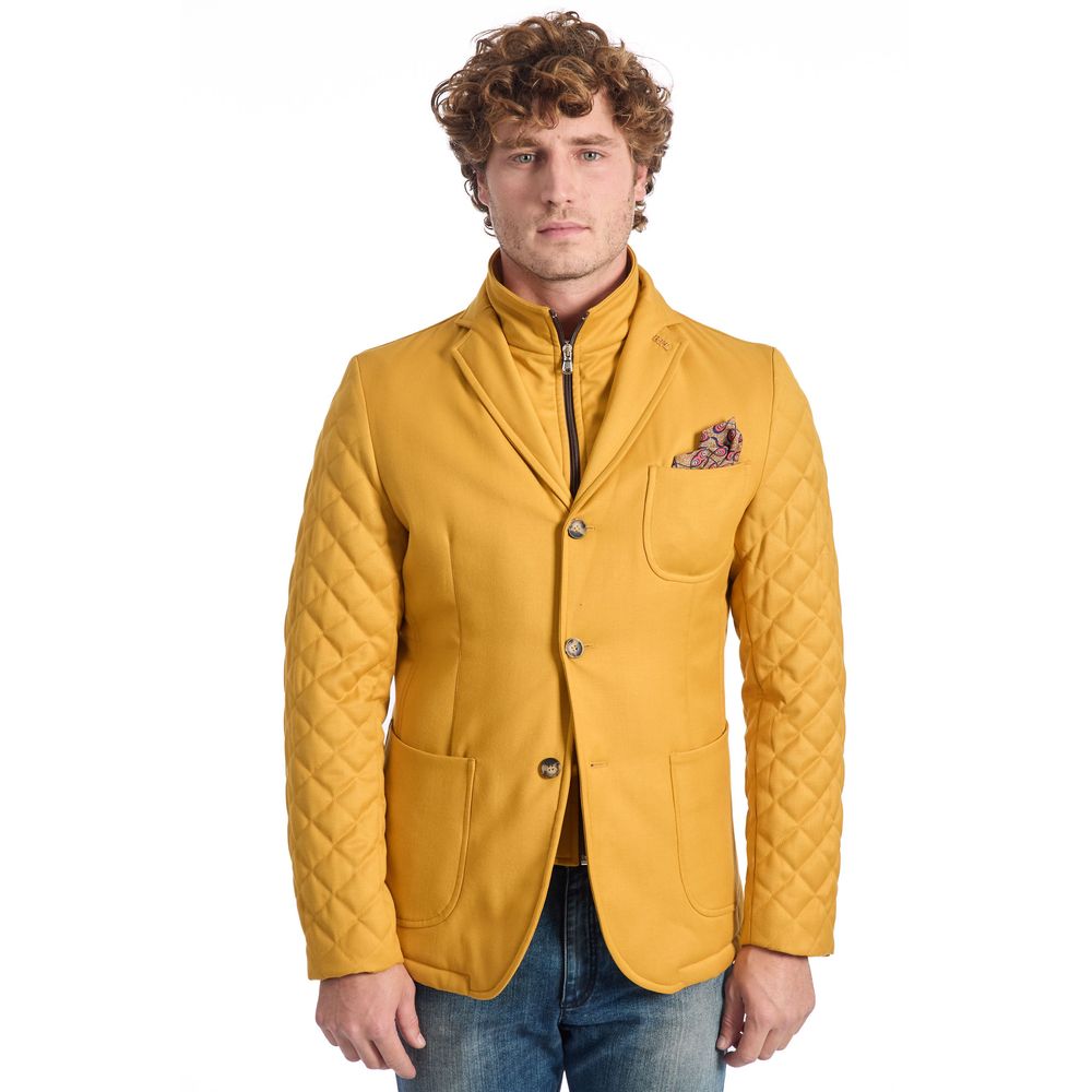 Roberto Pepe Luxury Yellow Viscose Men Jacket