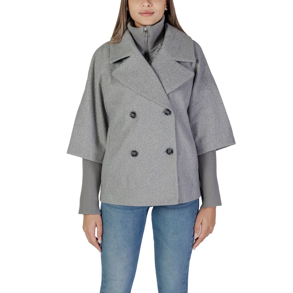 Jacqueline De Yong Gray Polyester Jackets & Coat