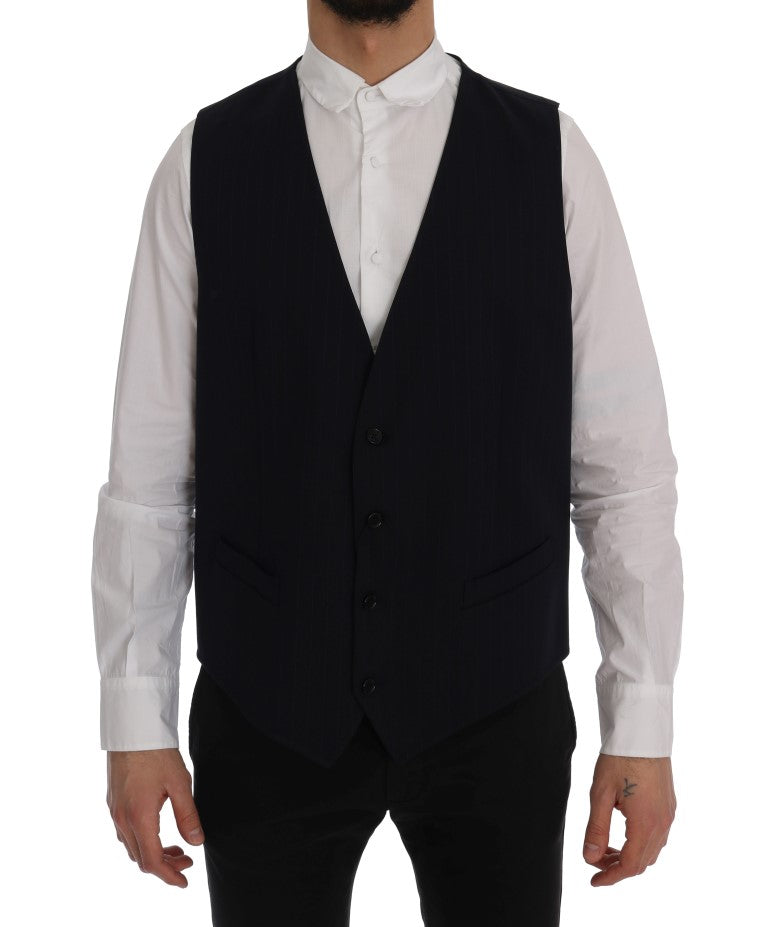 Dolce & Gabbana Elegant Striped Wool Blend Waistcoat Vest