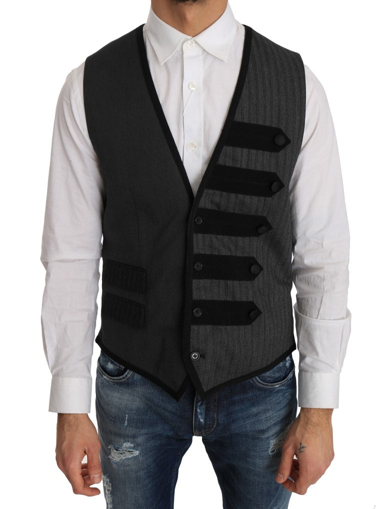 Dolce & Gabbana Elegant Gray Torrero Pattern Formal Vest